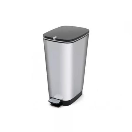 Odpadkový kôš, s pedálom, kovový efekt, 45 l, CURVER "Chic", strieborný 1
