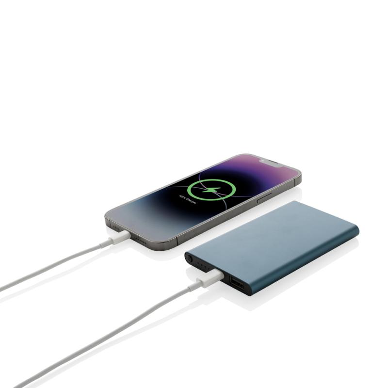 Powerbanka 4000mAh s USB C z RCS recykl. plastu a hliníka modrá 2