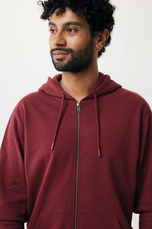 Mikina na zips s kapucňou IQONIQ Abisko z recykl. bavlny vínovo červená XS 7