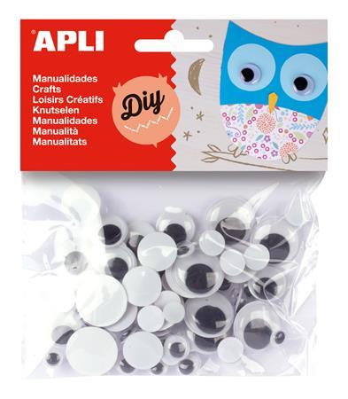 Pohyblivé očká, okrúhle, APLI "Creative", čierno-biela 1