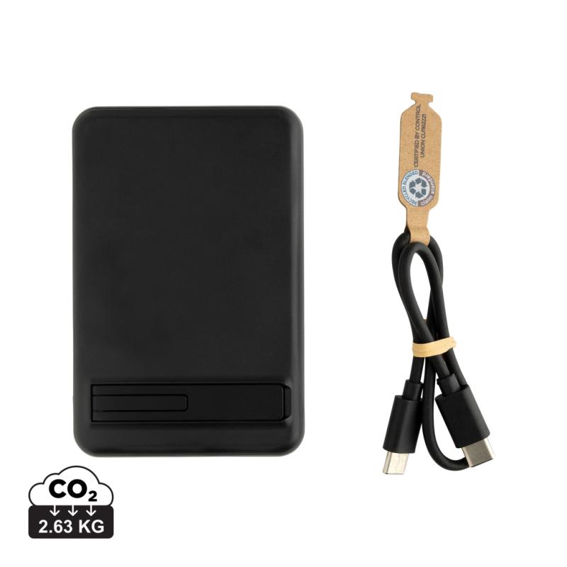 Magnetická powerbanka Zen 5000mAh 5W z RCS plastu a bambusu čierna