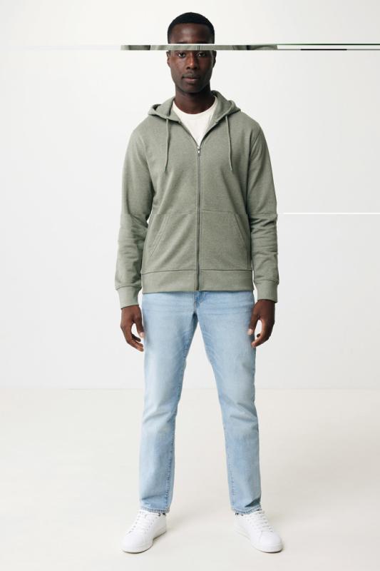 Mikina na zips s kapucňou IQONIQ Abisko z recykl. bavlny heather green XXL 10