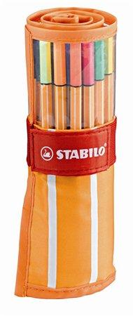 Liner, sada, 0,4 mm, rolovacie puzdro, neónové farby, STABILO "Point 88", 30 rôznych farie 2