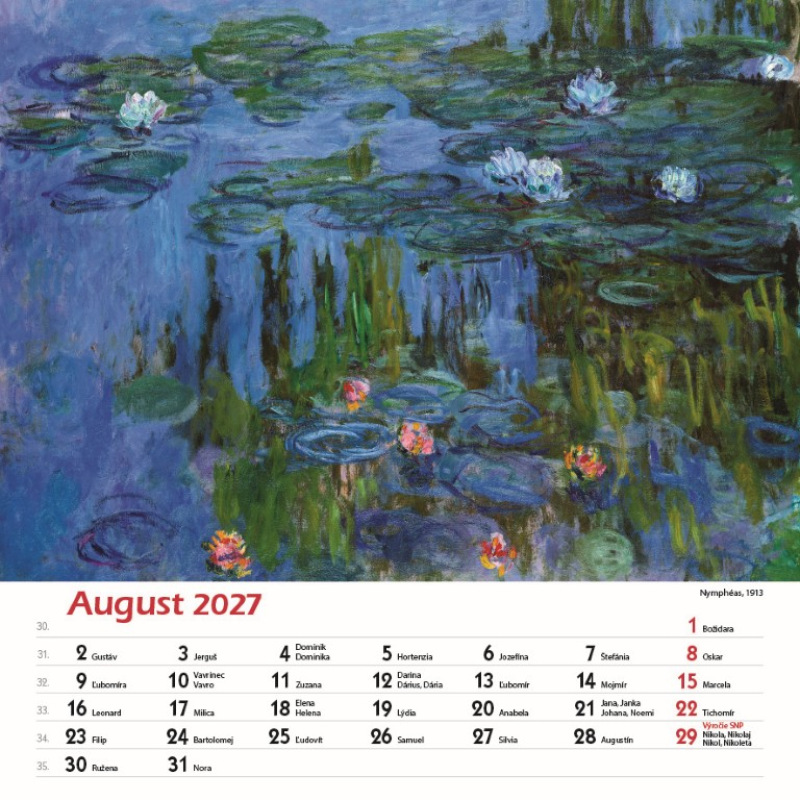 Nástenný kalendár Claude Monet štvorec 2027 9