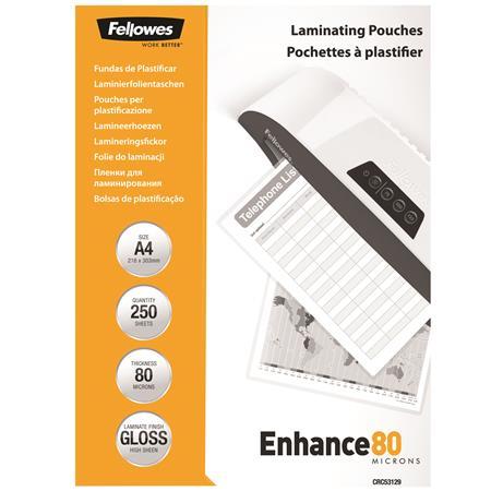 Laminovacia fólia, 80 mikr., A4, lesklá, 250 ks, FELLOWES 1