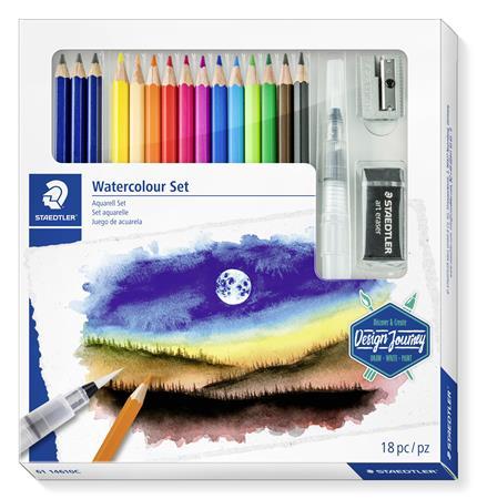 Akvarelové ceruzky, so štetcom, gumou, strúhadlom, grafitovou ceruzkou, STAEDTLER "Design