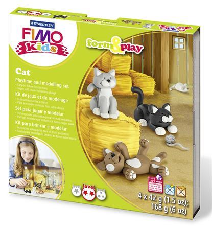 Modelovacia hmota, 4x42 g, FIMO "Kids Form & Play", mačky 1