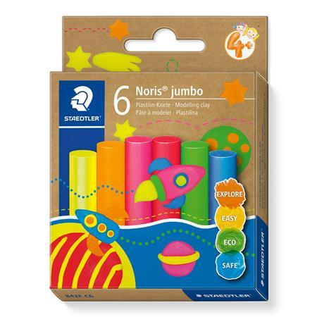 Modelovacia plastelína, sada, STAEDTLER "Noris® jumbo 842", 6 rôznych neónových farieb 1