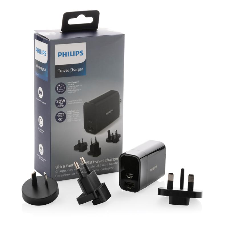 Ultra rýchly PD cestovný nabíjací adaptér Philips čierna 7