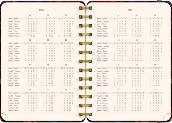 NOTIQUE Špirálový 18-mesačný diár Petito – Rudé kvety 2026/2027, 13 x 18 cm 2