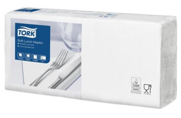 Servítky, 1/4 ohyb, 3-vrstvové, 32,5x32,8 cm, Advanced, TORK "Soft Lunch", biela 1