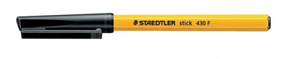 Guľôčkové pero, 0,3 mm, s vrchnákom, STAEDTLER "Stick 430 F",čierne