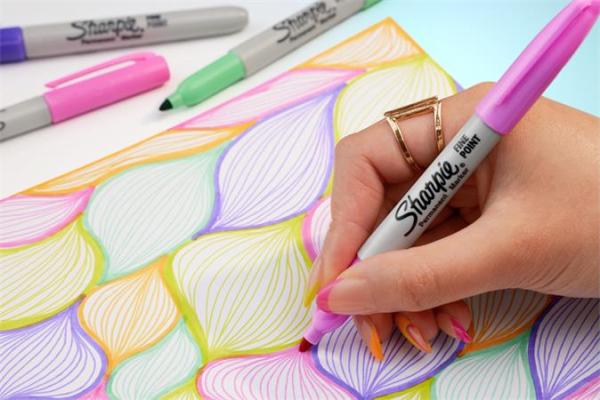 Permanentný popisovač, sada, 1 mm, kužeľový hrot, SHARPIE "Fine Point", 4 rôzne pastelové 2