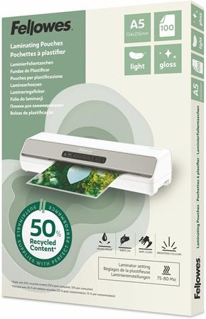Laminovacia fólia, 80 mikr., A5, lesklá, 100 ks, FELLOWES "Light" 1