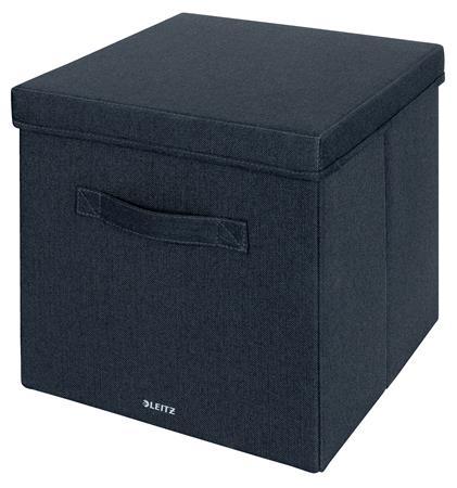 Úložný box, textilný, rozmer L, LEITZ "Fabric", zamatová sivá 1