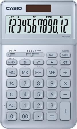 Kalkulačka, stolová, 12-miestna, CASIO "JW 200SC", oceľová modrá 2