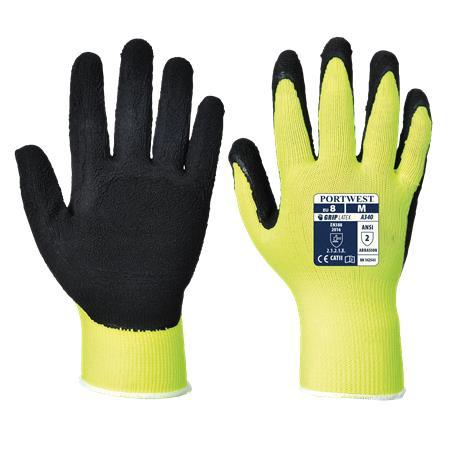 Ochranné rukavice, nylonové, latexová pena, máčaná dlaň, veľ. S, "Hi-Vis Grip", žltá 2