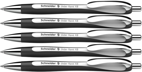 Guľôčkové pero, 0,7 mm, tlačidlové, SCHNEIDER "Slider Rave XB", čierno-biele, modré 4