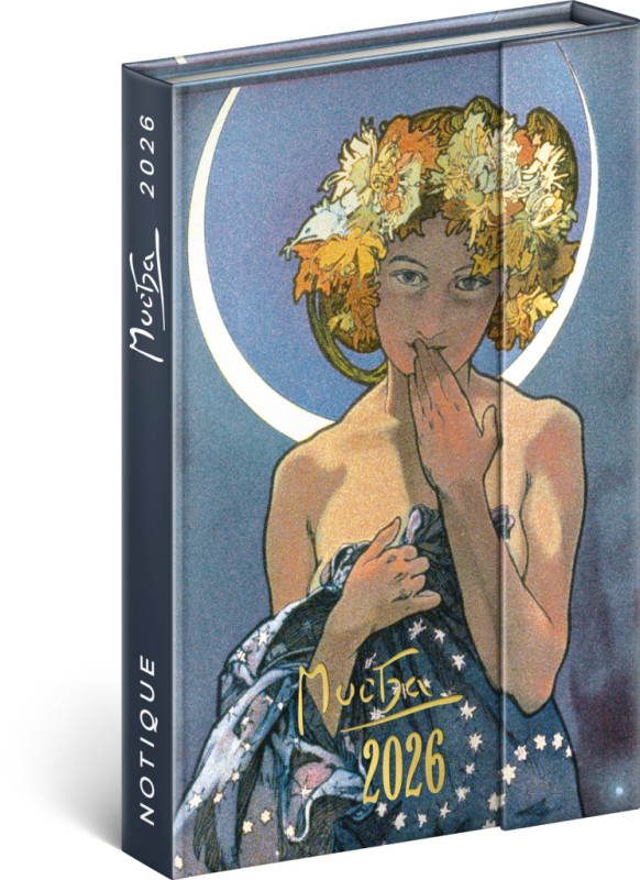 NOTIQUE Týždenný magnetický diár Alfons Mucha 2026, 11 x 16 cm