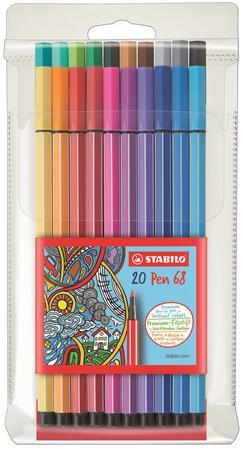 Fixky, sada, 1 mm, STABILO "Pen 68", 20 farieb 1
