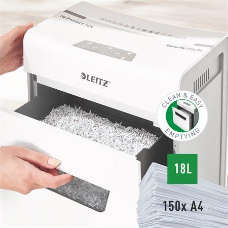 Skartovací stroj, konfetti, 10 listov, LEITZ "IQ Protect 10X" 4