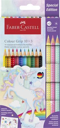 Farebné ceruzky, sada, trojhranné, FABER-CASTELL "Grip", 13 rôznych farieb, jednorožec 1