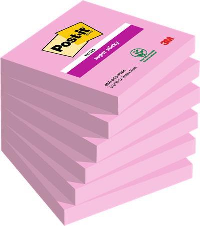 Samolepiaci bloček, 76x76 mm, 6x90 listov, 3M POSTIT "Super Sticky", ružová