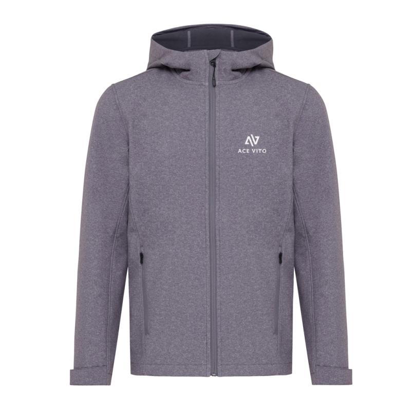Pánska soft shell bunda IQONIQ Makalu z recykl. polyesteru vulcano heather grey XL 3