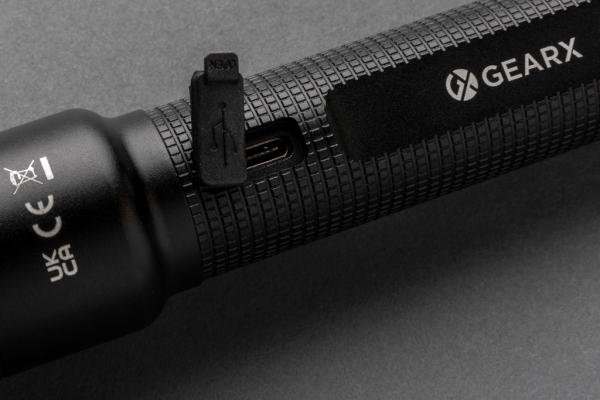 Veľké USB svietidlo Gear X z RCS recykl. hliníka čierna 8
