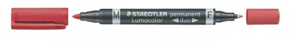 Permanentný popisovač, F/M, 0,6/1,5 mm, kužeľový, s 2 hrotmi, STAEDTLER "Lumocolor Duo", č 2