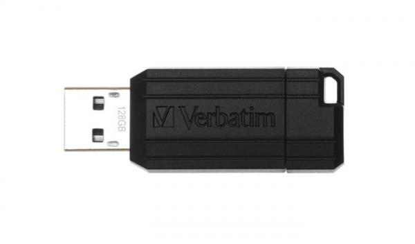 USB kľúč, 128GB, USB 2.0, 10/4MB/sec, VERBATIM "PinStripe", čierny 2