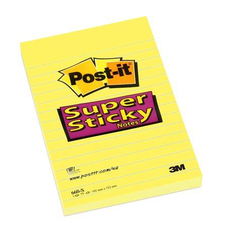 Samolepiaci bloček, 102x152 mm, 75 listov, linajkový, 3M POSTIT "Super Sticky", žltý 1