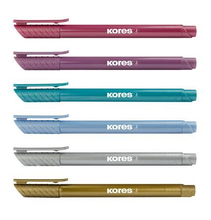 Fixky, sada, KORES "Metallic Style", 6 kovových farieb 2