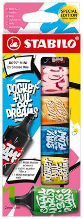 Zvýrazňovač, sada, 2-5 mm, STABILO, "Boss Mini Snooze One", 6 rôznych farieb 1