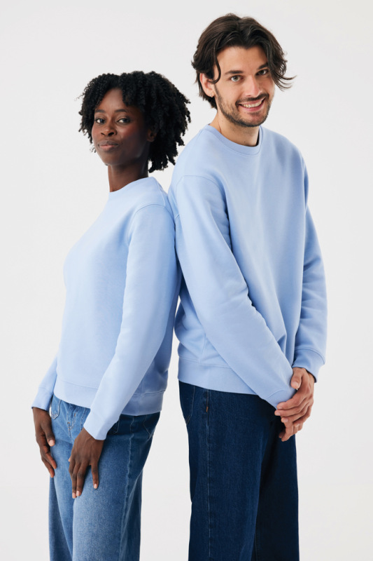 IQONIQ Toria Unisex mikina s okrúhl. výstrihom z rec. bavlny sky blue S 17