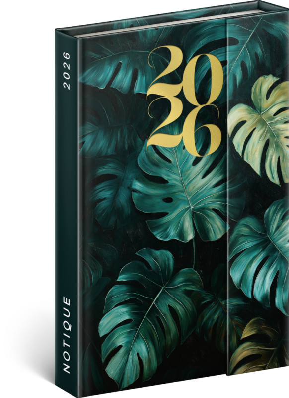 NOTIQUE Týždenný magnetický diár Monstera 2026, 11 x 16 cm