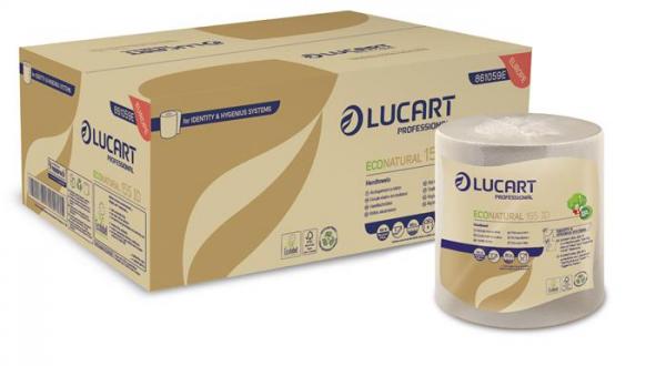 Papierové utierky, kotúčové, 2-vrstvové, k zásobníkom Identity Autocut, LUCART "EcoNatural 1