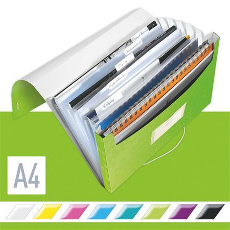 Harmoniková doska, A4, PP, 6 priehradiek, LEITZ "Wow", zelená 2