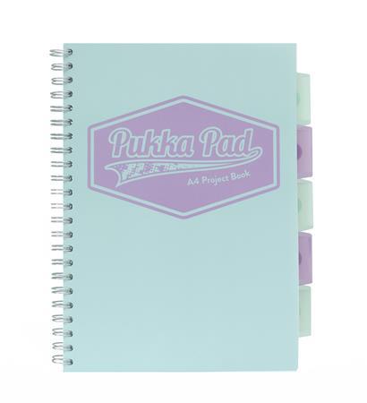 Špirálový zošit, A4, linajkový, 100 strán, PUKKA PAD,  "Pastel project book", mix farieb 3