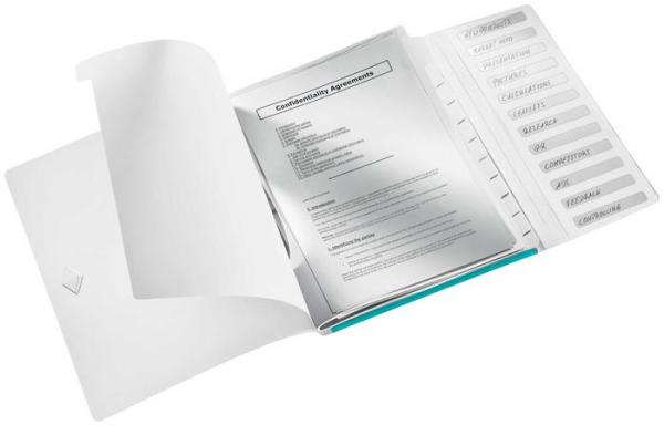 Organizér, A4, 12 dielny, plastový, LEITZ "Wow", ľadovo modrý 3