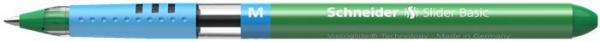 Guľôčkové pero, 0,5 mm, s vrchnákom, SCHNEIDER "Slider M", zelené 3