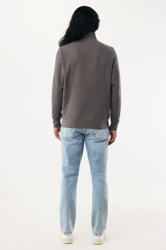 IQONIQ Elgon sveter s krátkym zipsom z recyklovanej bavlny antracitová L 7