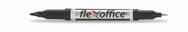Permanentný popisovač, 0,4/1,0 mm, kužeľový, obojstranný, FLEXOFFICE "PM01", čierny 2