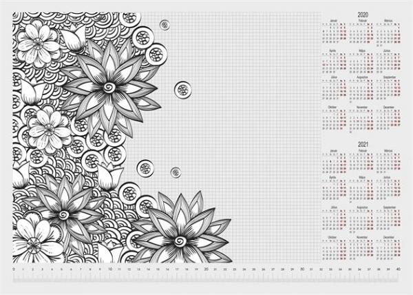 Podložka na stôl, A3, 410x275 mm, vyfarbiteľná, PANTA PLAST, "kvety"