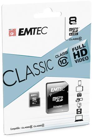 Pamäťová karta, microSD, 8GB, 20/12 MB/s, EMTEC "Classic" 1