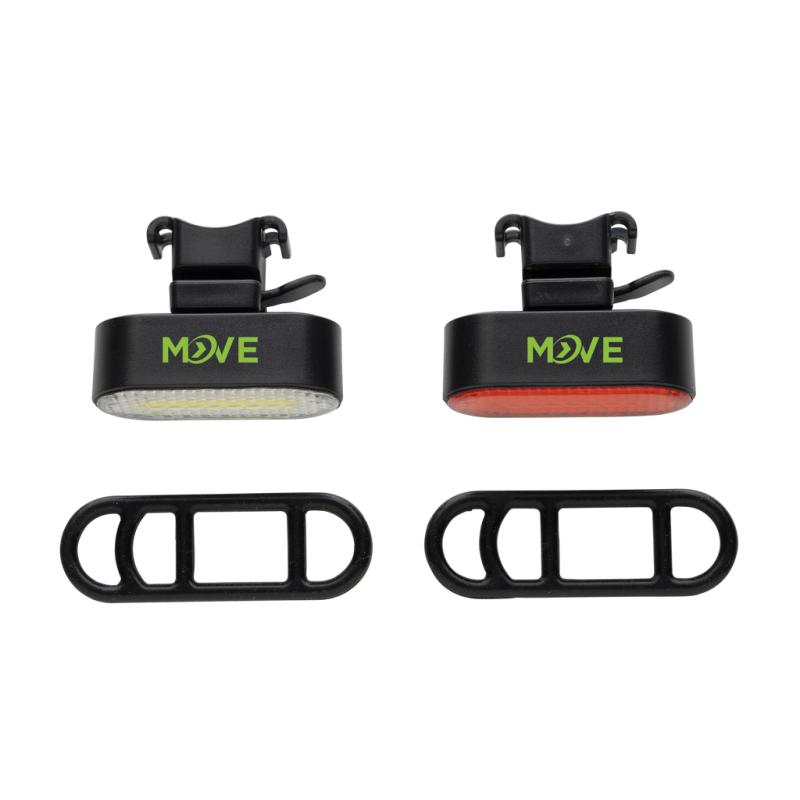 Sada USB dobíjateľných svetiel na bicykel Lumino z RCS ABS čierna 6