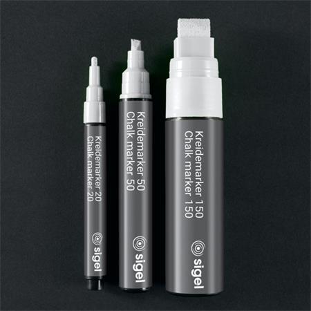 Kriedový popisovač, tekutý, zrezaný hrot, 1-5 mm SIGEL, biela 2