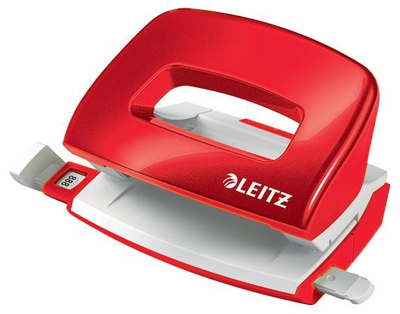 Dierovačka, dvojdierová, 10 listov, kovová, mini, LEITZ "Nexxt Wow", červená 1