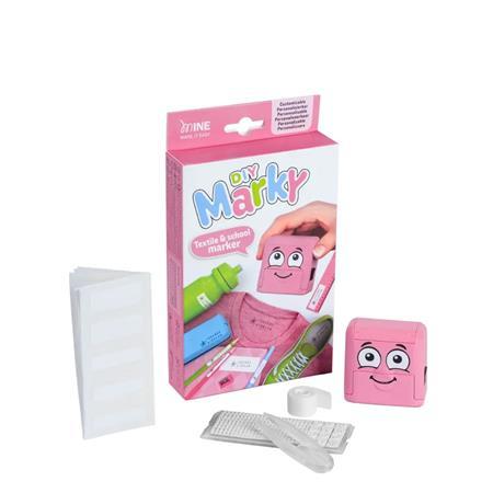 Pečiatka na textil, zostaviteľná, COLOP "Marky", ružová pečiatka, čierna poduška 3