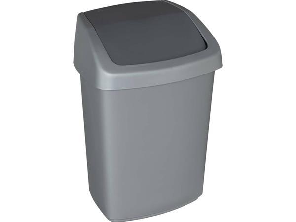 Odpadkový kôš s výklopným vekom, 25 l, CURVER "Swing top", strieborná/grafitová 1